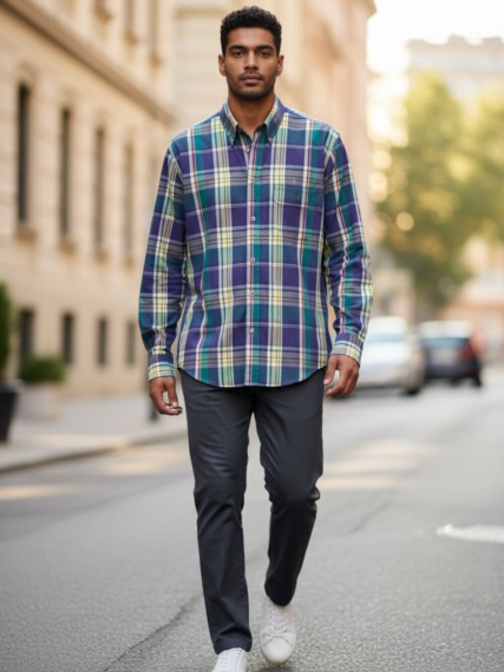 VTG ROBINSONS Men's Plaid Button-Down Shirt